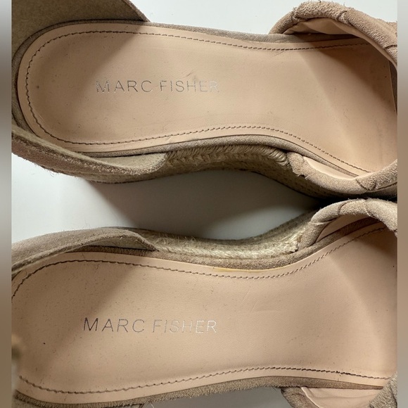 Marc Fisher Women’s Beige/Tan Leather & Suede, Woven Wedge Platform Sandals 8M - Picture 7 of 16